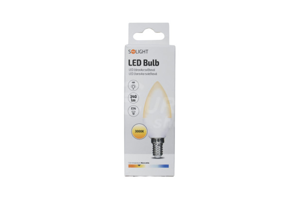 LED žárovka svíčková Solight 4W, E14, 3000K 340lm Warm white
